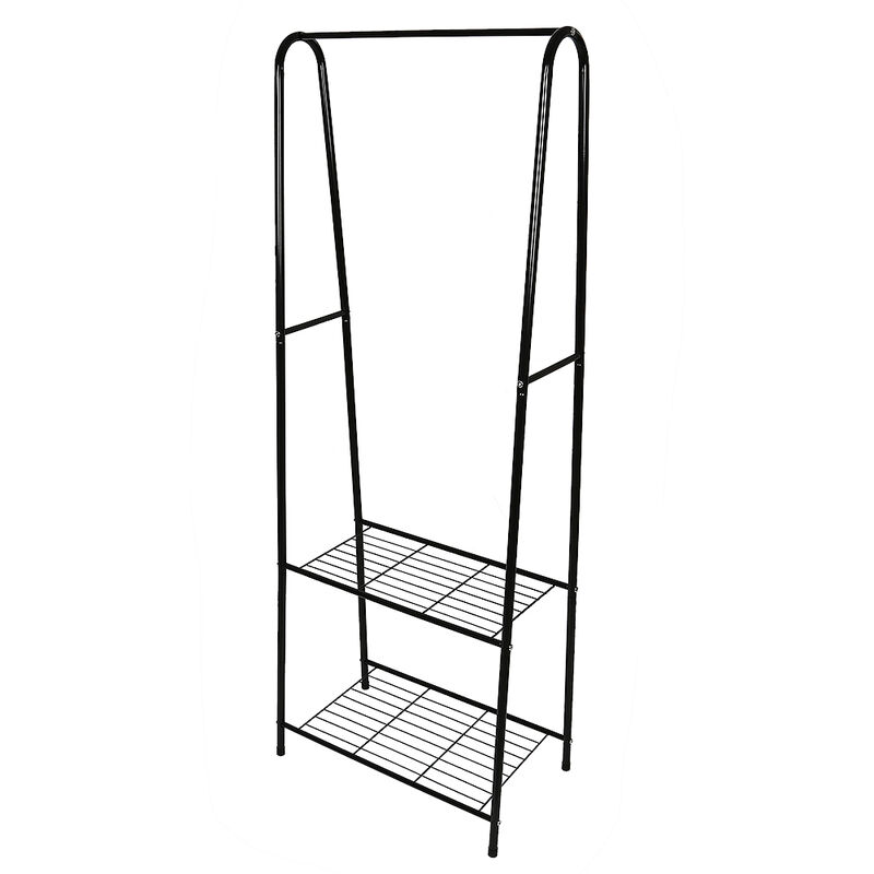Haloyo - Portant à vêtements, Penderie à vêtements, Portemanteau avec 2 étagères de Rangement pour Chaussures, Cadre métallique, Gain de Place, pour