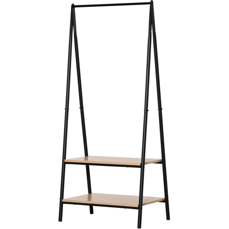 Portant à vêtements penderie style contemporain triangulaire dim. 64L x 43l x 149H cm 2 étagères mdf bois clair acier noir