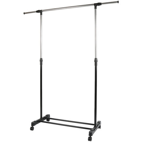 Portant à Vêtements Penderie sur Roulettes chrome Barre Extensible 80-145×77×43×90-158m