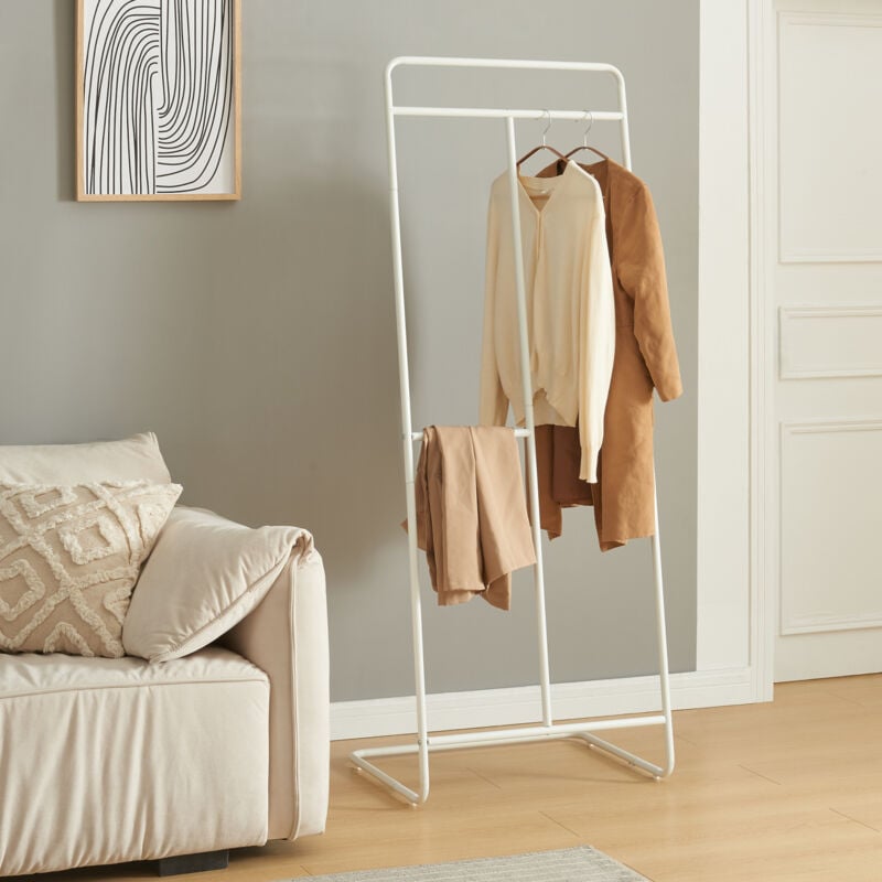 Portant à vêtements Sandviken acier 166 x 63 x 48 cm blanc [en.casa]