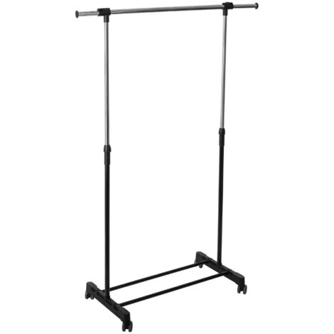 Portant à vêtements simple à roulettes extensible en acier inoxydable - Longueur 120,5 x largeur 42,5 x Hauteur 156,5 cm