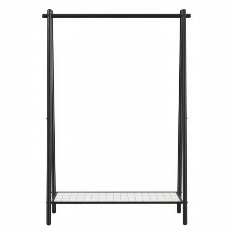 Portant à Vêtements, Structure en Acier, avec Barre de Suspension et Étagère, pour Chambre, Vestiaire, Buanderie, Noir