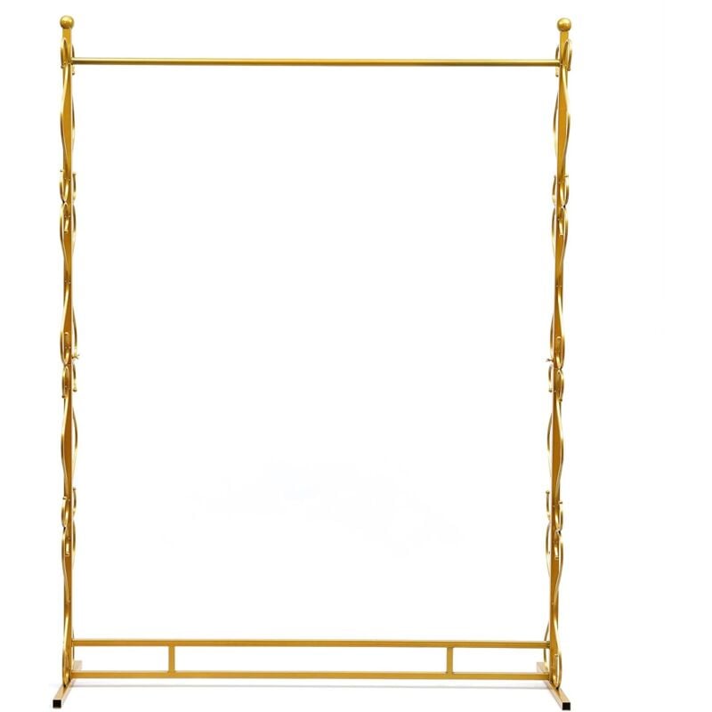 Portant à vêtements sur pied en métal doré - Pour l'exposition de vêtements, robes de mariage et de soirée (205 x 150 cm)