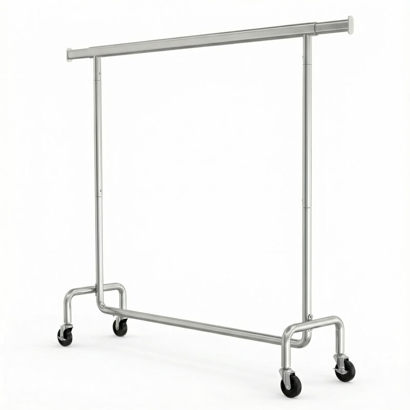 Portant à Vêtements, Tringle Extensible, avec Roulettes, 45 x (110-150) x 162,9 cm, Capacité de Charge 130 kg, en Métal, Argent