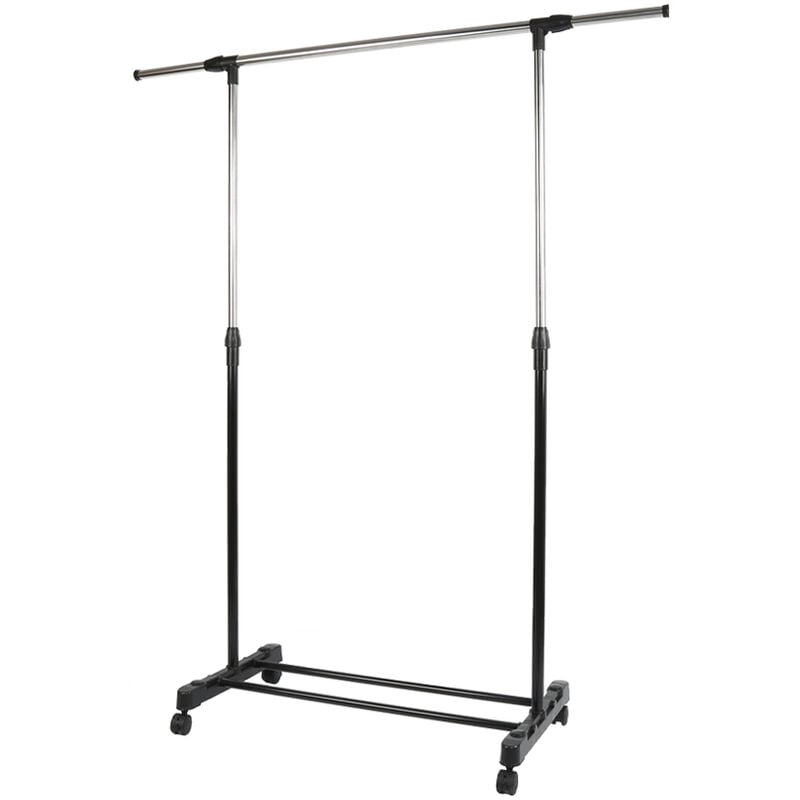 Portant à Vêtements Penderie sur Roulettes chrome Barre Extensible 80-145×77×43×90-158m