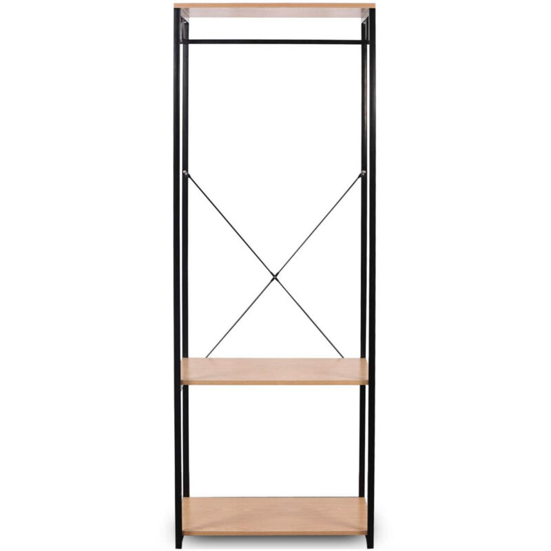 Portant avec étagère chaussures en métal et bois marron noir