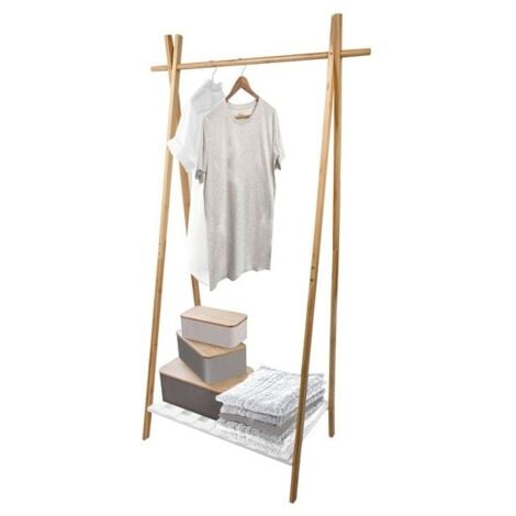 Portant Bambou avec étagère MIA Bois & Blanc MSV
