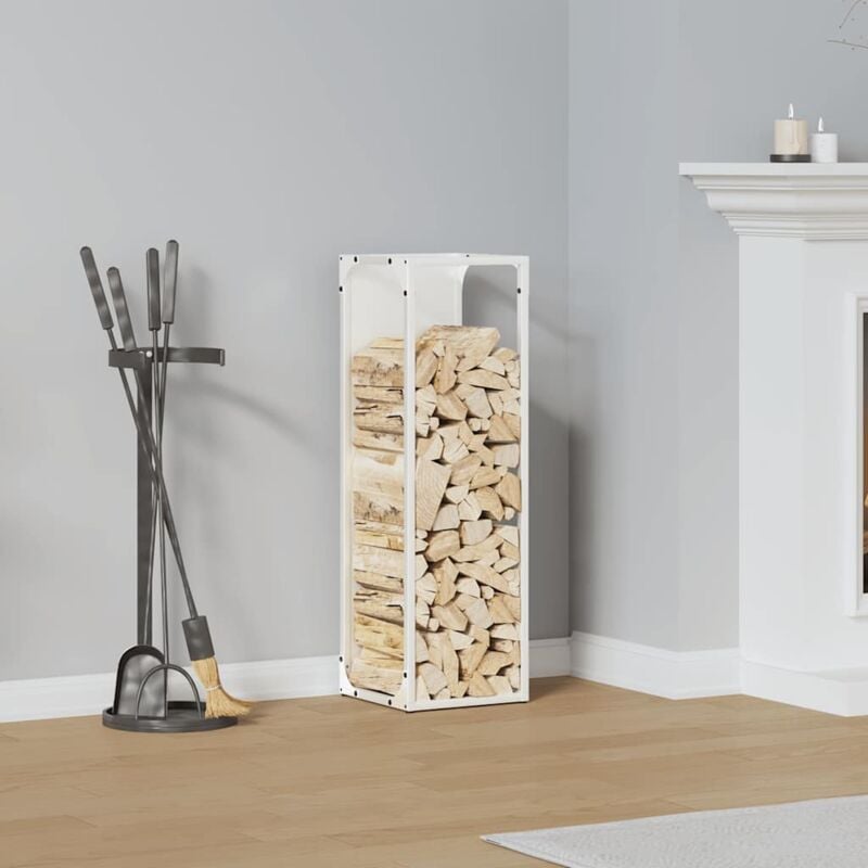 Portant de bois chauffage blanc 25x25x80 cm - Vidaxl