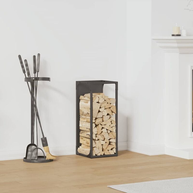 Portant de bois chauffage noir 25x25x60 cm - Vidaxl