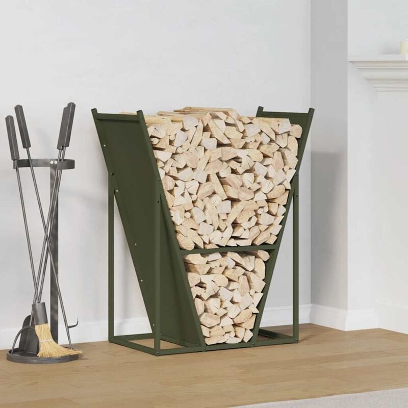 Vidaxl - Portant de bois chauffage vert olive 69,5x35x81 cm