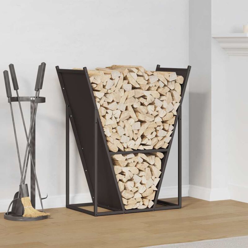 Portant de bois chauffage noir 69,5x35x81 cm - Vidaxl