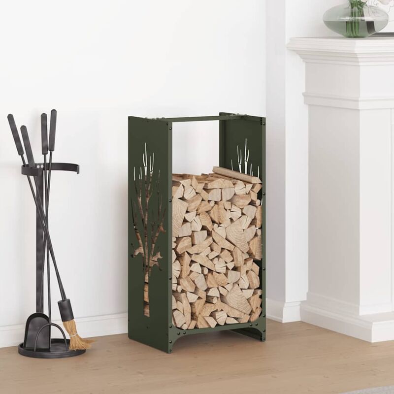 Vidaxl - Portant de bois chauffage vert olive 40x30x80 cm