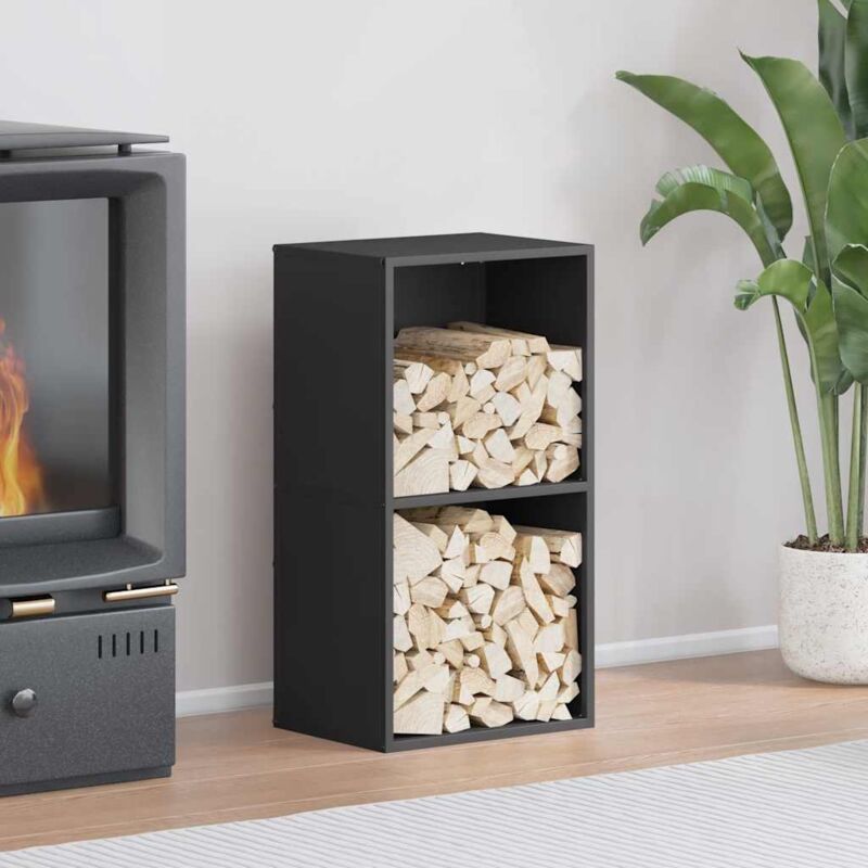 Portant de bois chauffage noir 40x30x75 cm Vidaxl