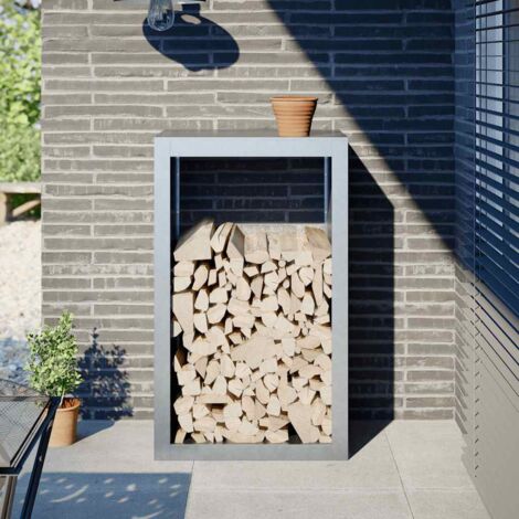 Portant de bois chauffage- Porte-bûches -Meuble pour range bûches 60x40x100 cm acier galvanisé 750995
