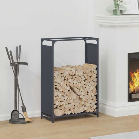 Portant de bois chauffage- Porte-bûches- Meuble pour range bûches anthracite 60x28x90 cm 812005