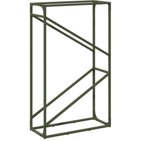 Portant de bois chauffage vert olive 60x25x100 cm CFW59660