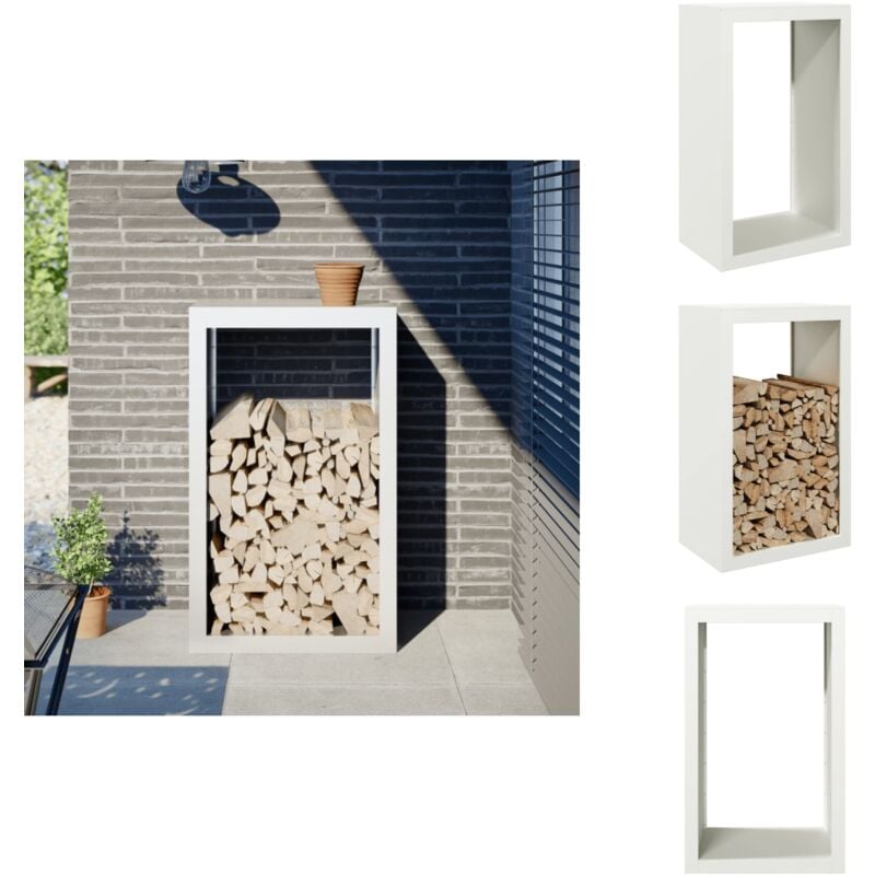 Portant de bois de chauffage blanc 60x40x100 cm acier - Support De Bois De Chauffage - Supports De Bois De Chauffage - Magasin De Bûches - Stockage