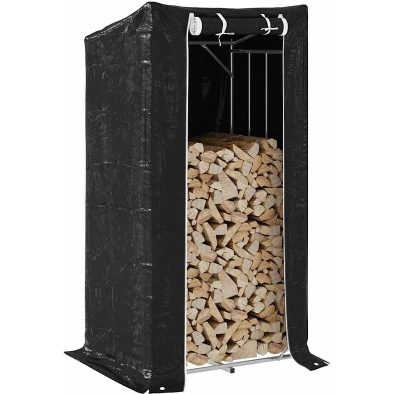 Portant de bois de chauffage et housse de pluie acier galvanisé - Vidaxl