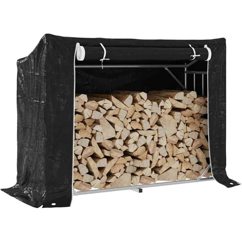 Portant de bois de chauffage et housse de pluie acier galvanisé - Vidaxl