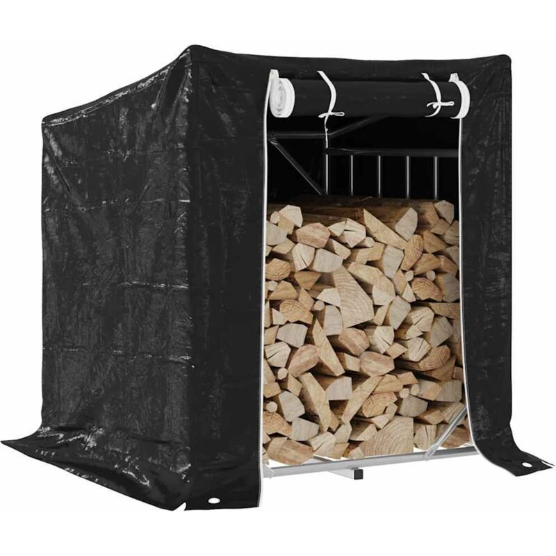 Portant de bois de chauffage et housse de pluie acier galvanisé - Vidaxl