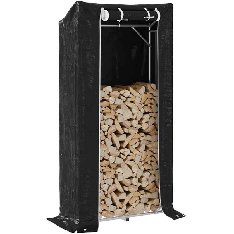 Portant de bois de chauffage et housse de pluie acier galvanisé - Vidaxl