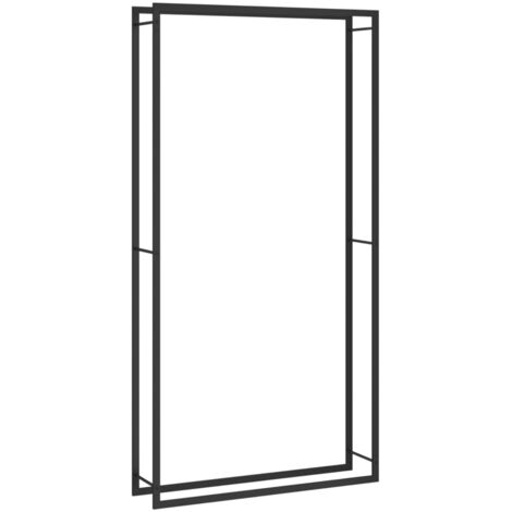 Portant de bois de chauffage  Porte bûches et range bûches Noir mat 110x28x214 cm Acier 59974