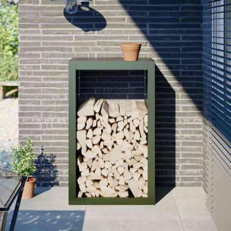 Portant de bois de chauffage- Porte-bûches -Meuble pour range bûches vert 60x40x100 cm acier 175081