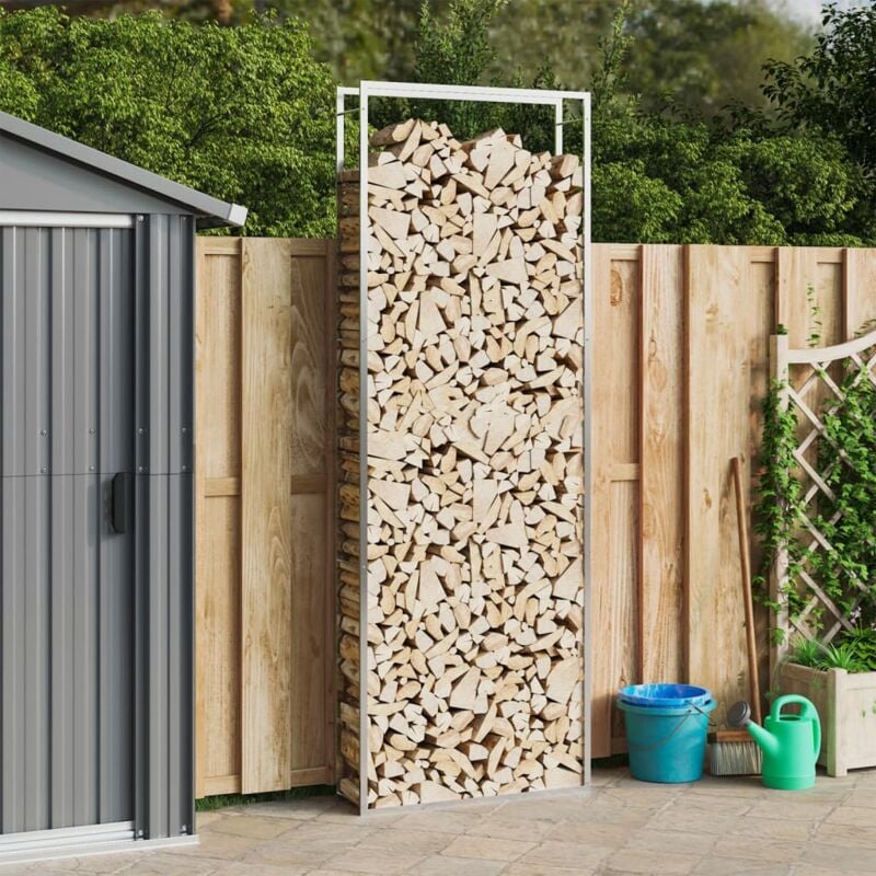 Portant de bois de chauffage Porte-bûches Range bûches extérieur 110x28x312 cm acier inoxydable CVW94224