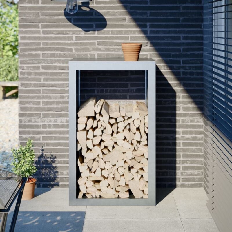 Portant de bois de chauffage Porte-bûches Range bûches extérieur 60x40x100 cm acier galvanisé CFW59442