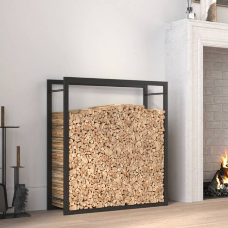 Portant de bois de chauffage  Porte-bûches  Range bûches extérieur Noir mat 80x28x86 cm Acier CVW77232