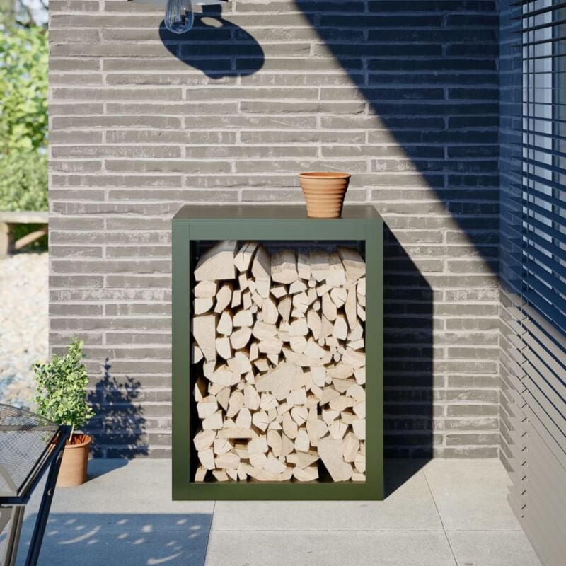 Vidaxl - Portant de bois de chauffage vert 60x40x80 cm acier