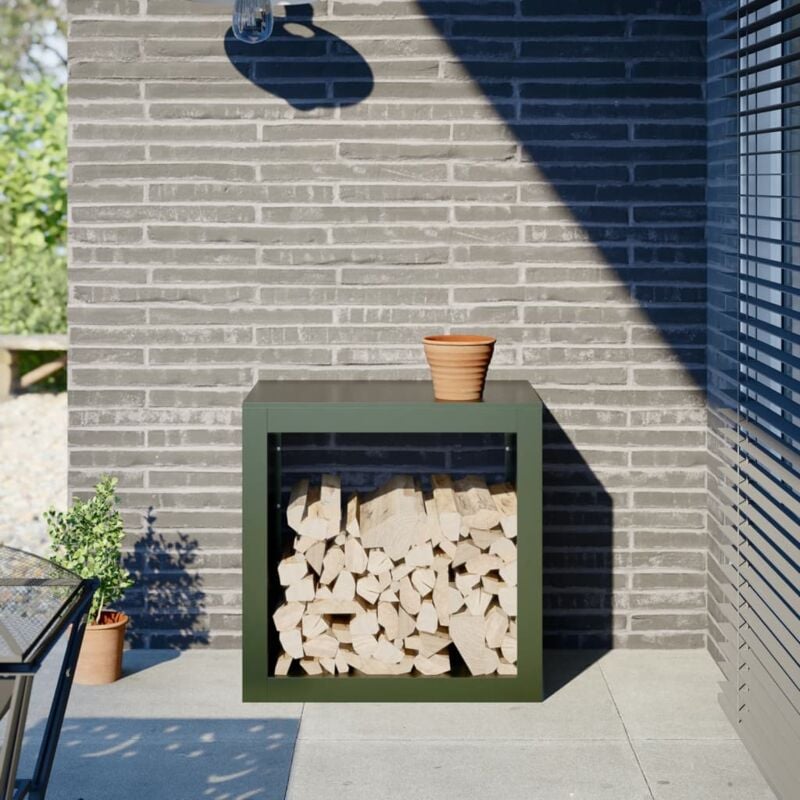Vidaxl - Portant de bois de chauffage vert 60x40x60 cm acier