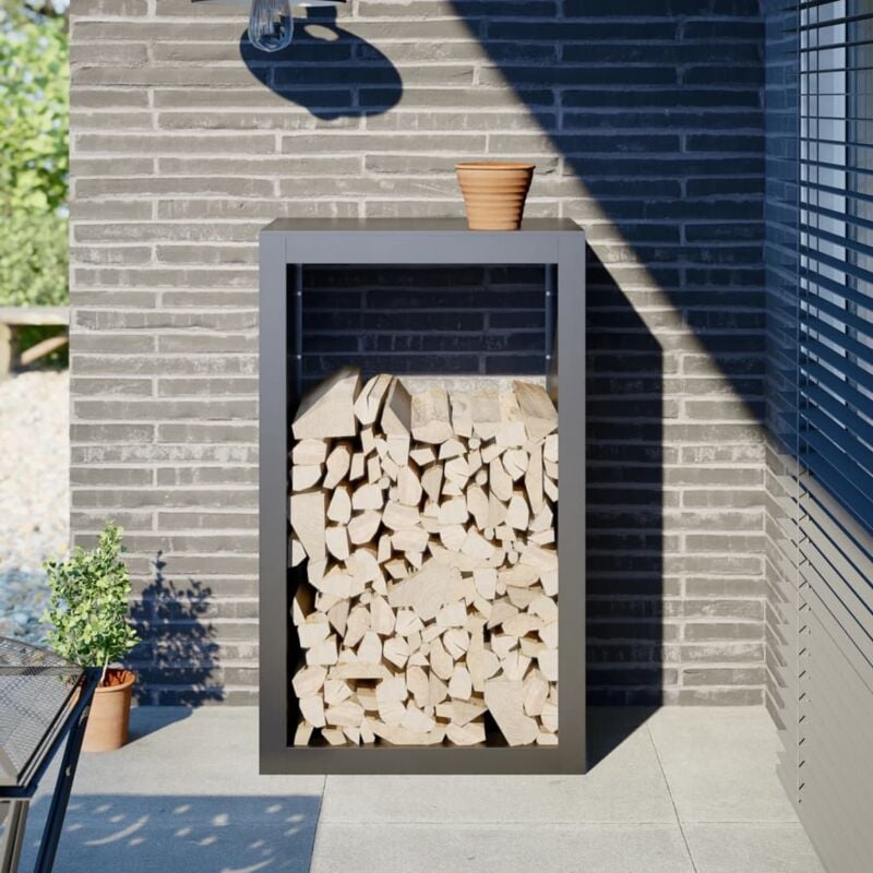 Portant de bois de chauffage anthracite 60x40x100 cm acier - Vidaxl