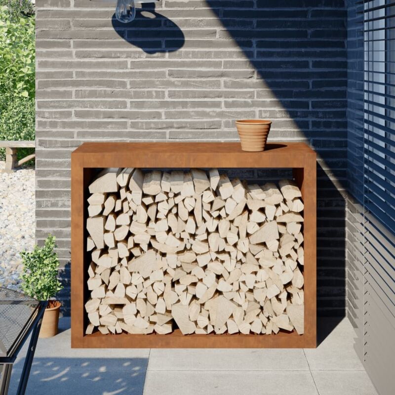 Tagère à bois 100x40x80 cm acier résistant aux intempéries - Vidaxl