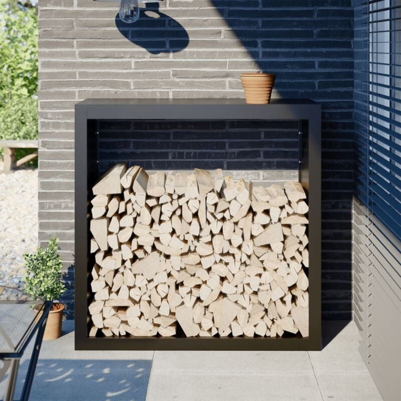 Portant de bois de chauffage noir 100x40x100 cm acier - Vidaxl