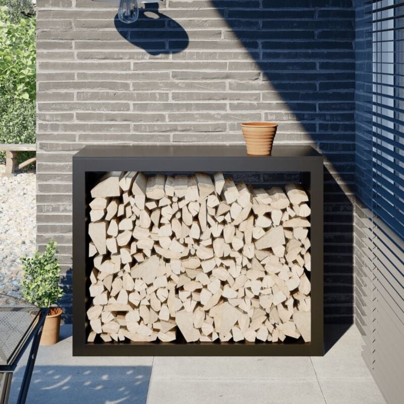 Portant de bois de chauffage noir 100x40x80 cm acier - Vidaxl