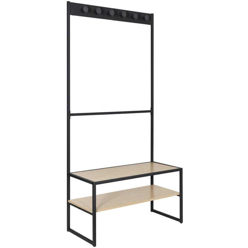 Portant d'entrée bois et métal noir L90 x H180 cm trevor - Noir et bois