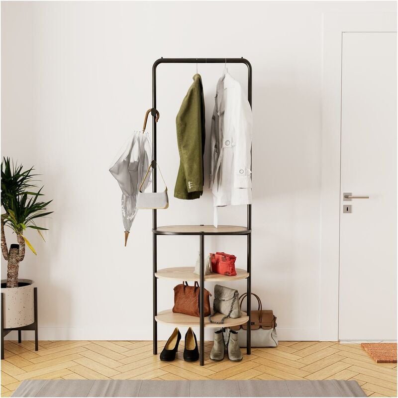 Portant d'entrée vestiaire métal et bois L60 x H180 cm wilko