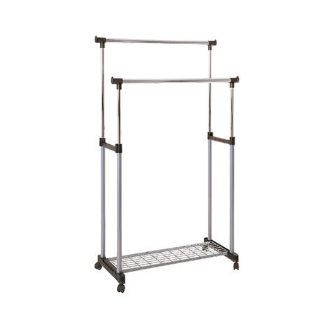 Portant double 95x43x95-170 cm en métal gris