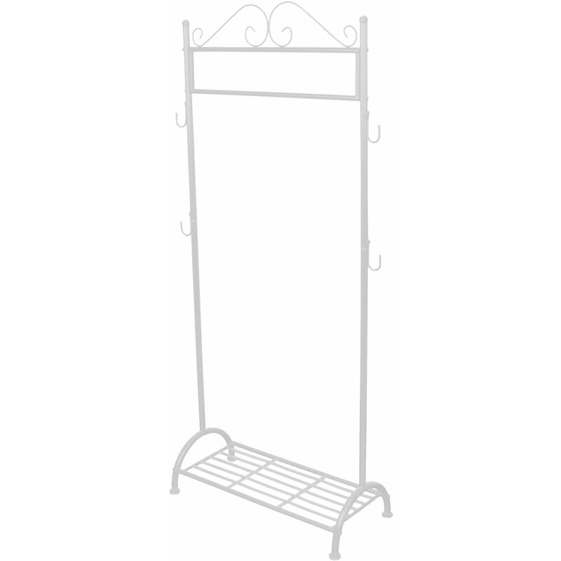 Décoshop26 - Portant / porte manteau en fer blanc support chaussure avec 4 crochets MED05031