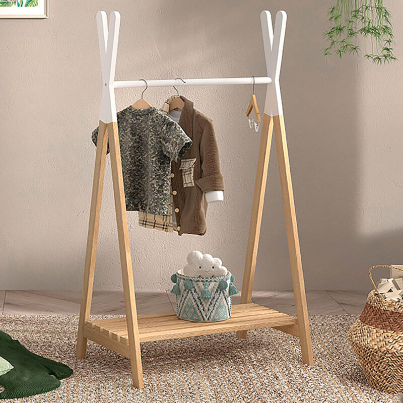 M&s - Portant pour enfant 74x50x131,8 cm en pin blanc et naturel - kidly