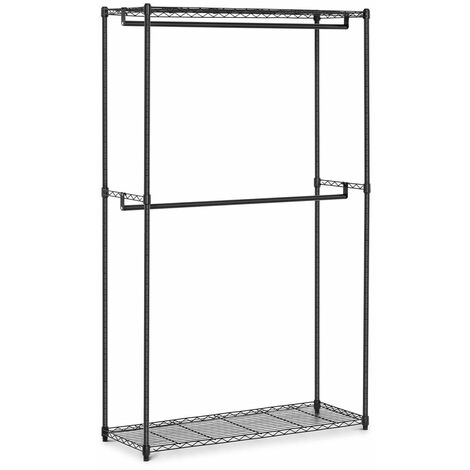 Portant vêtement 2 tringles 120 x 45 x 199,5 cm 200 kg métal noir