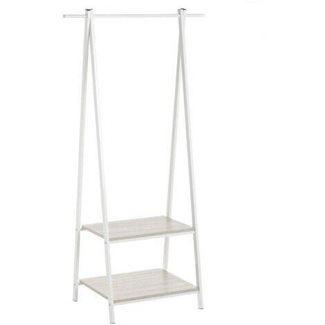 Portant vêtements bois et métal blanc - 55x45x150cm