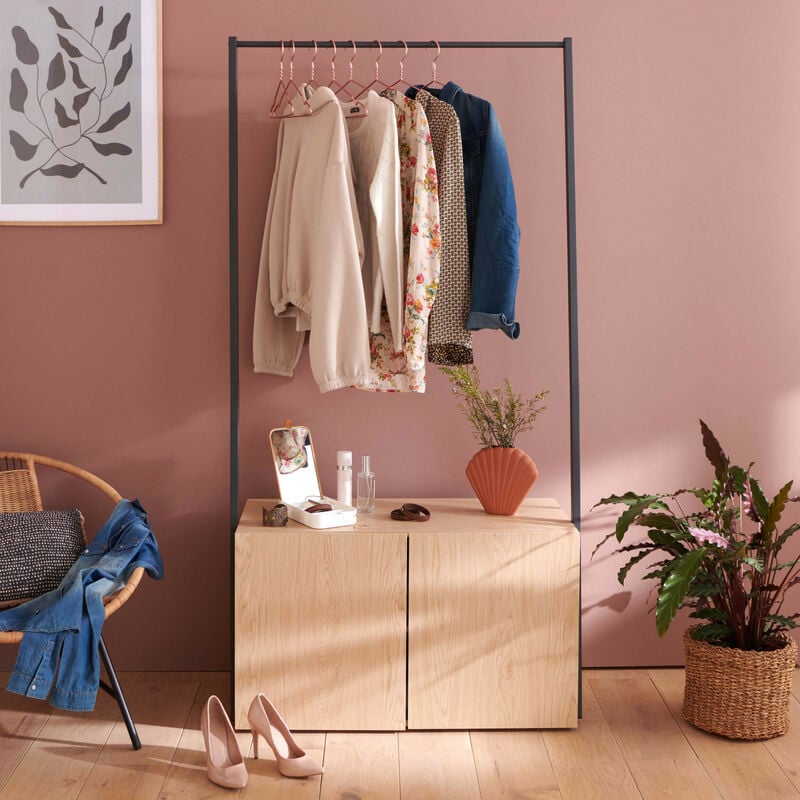 Portant vêtements bois et métal L90 x H175 cm alta