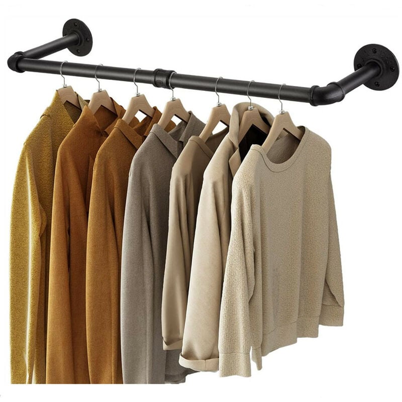 Portant à vêtement industriel, gain de place, capacité de 50 kg, installation facile, noir