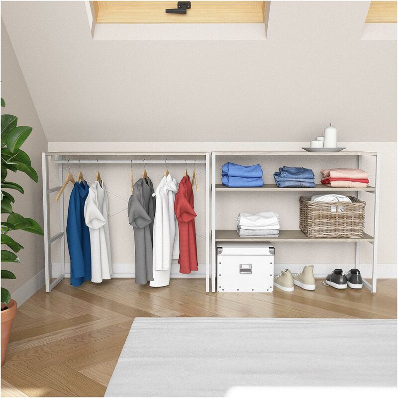 Lot de 2 portants vêtements sous combles kadra modulables 200x85cm