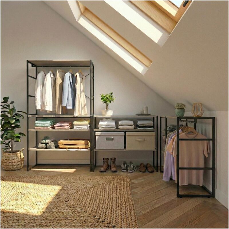 Mob-in - Lot de 4 portants vêtements kadra sous combles modulables 400x85cm