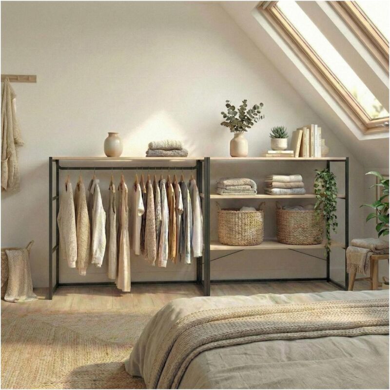 Lot de 2 portants vêtements sous combles kadra modulables 200x85cm