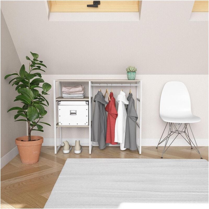 Portant vêtements sous combles penderie et étagères L100 x H85 cm
