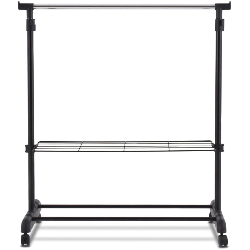 Portant à vêtements mobile télescopique avec 4 roulettes noir et argent